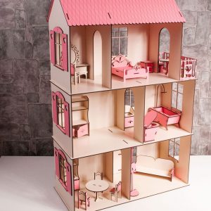 Puppenhaus mit Balkon LaserCut Vorlage - 3D Modell Laser Cut Vorlage