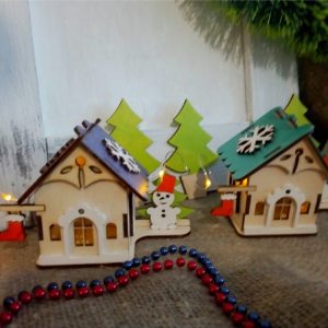 Weihnachtsdorf Häuschen LaserCut Vorlage - Weihnachten Haus 3D Modell Laser Cut Vorlage