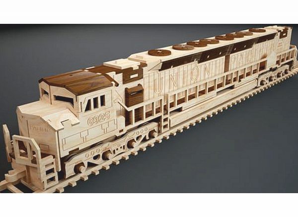 Express Zug Laser Vorlage - Modelleisenbahn Lokomotive 3D Modell Laser Cut Vorlage 3