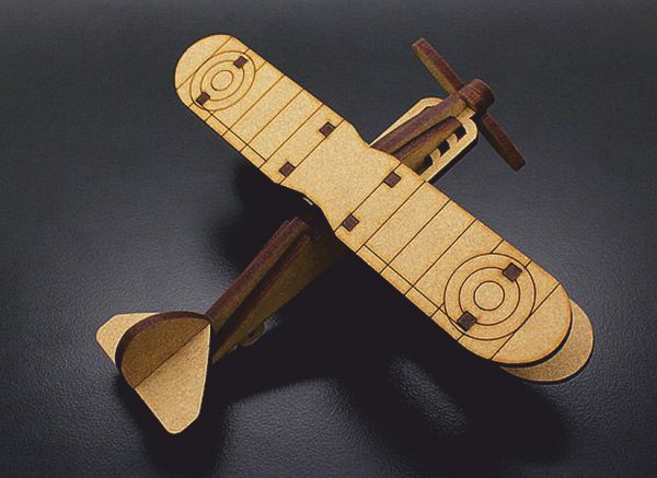 Doppeldecker Flugzeug Laser Vorlage - 3D Modell Laser Cut Vorlage 2