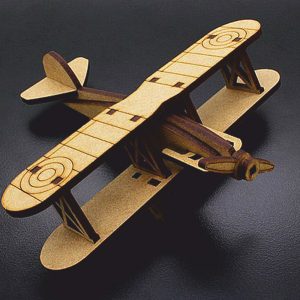 Doppeldecker Flugzeug Laser Vorlage - 3D Modell Laser Cut Vorlage