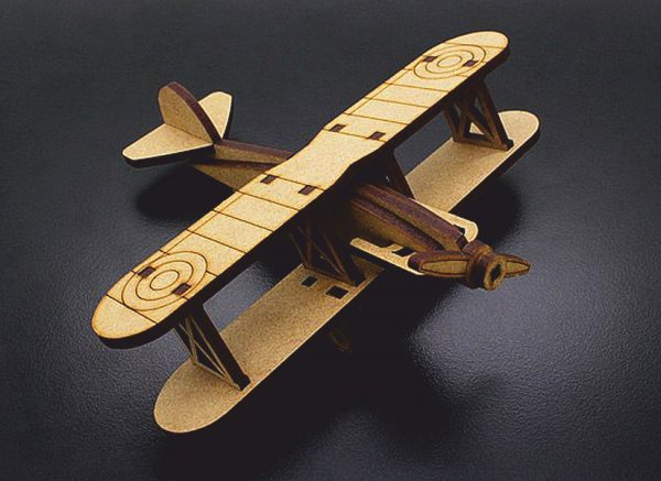 Doppeldecker Flugzeug Laser Vorlage - 3D Modell Laser Cut Vorlage