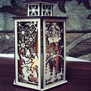 Winter Lampe LaserCut Vorlage - Weihnachten Schneeflocken Teelicht 3D Modell Laser Cut Vorlage