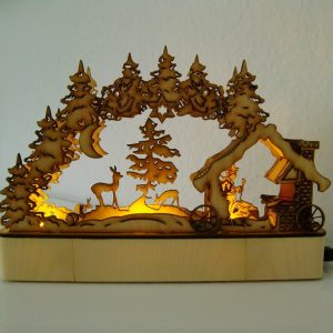 Winterliche Diorama-Lampe LaserCut Vorlage - Winter Haus 3D Modell Laser Cut Vorlage